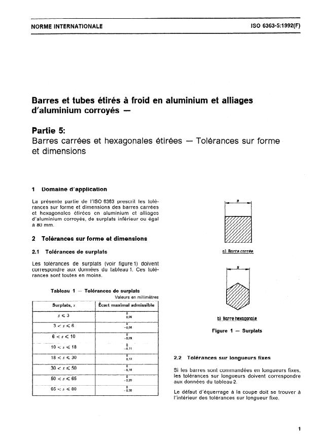 ISO 6363-5:1992 - Barres et tubes étirés a froid en aluminium et alliages d'aluminium corroyés