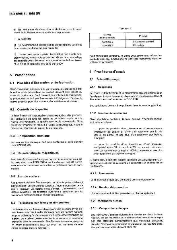 ISO 6365-1:1988 ISO 6365-1:1988 - Fils étirés a froid en aluminium et alliages d'aluminium corroyés - Page 4 preview