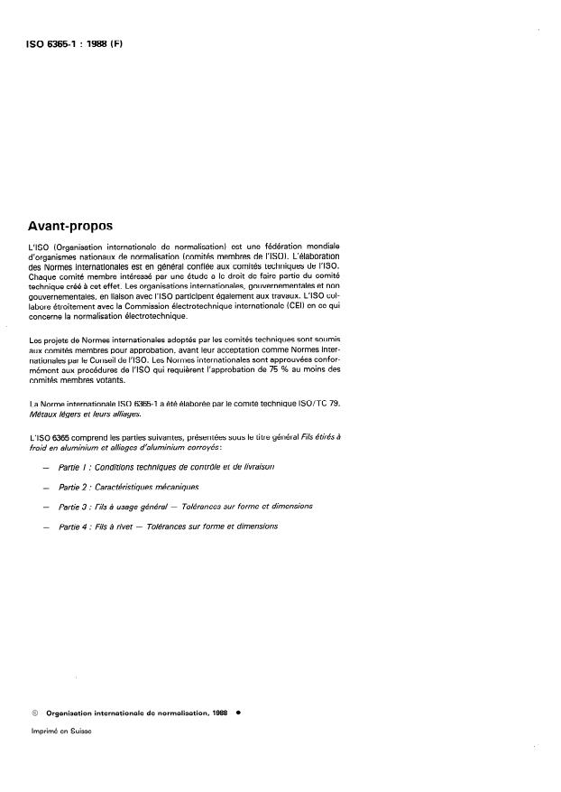 ISO 6365-1:1988 ISO 6365-1:1988 - Fils étirés a froid en aluminium et alliages d'aluminium corroyés - Page 2 preview