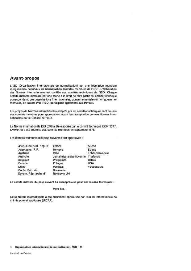 ISO 6376:1980 ISO 6376:1980 - Produits carbonés utilisés pour la production de l'aluminium -- Brais pour électrodes -- Détermination du taux des matieres insolubles dans le toluene - Page 2 preview