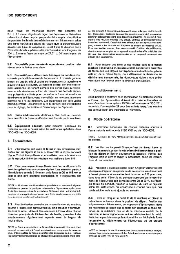 ISO 6383-2:1983 ISO 6383-2:1983 - Plastiques -- Film et feuille -- Détermination de la résistance au déchirement - Page 4 preview