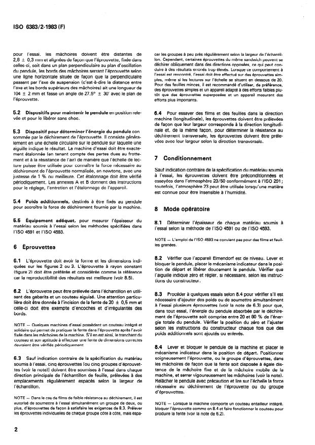 ISO 6383-2:1983 ISO 6383-2:1983 - Plastiques -- Film et feuille -- Détermination de la résistance au déchirement - Page 4 preview