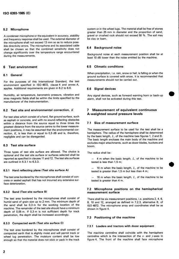 ISO 6393:1985 ISO 6393:1985 - Acoustics -- Measurement of airborne noise emitted by earth-moving machinery -- Method for determining compliance with limits for exterior noise -- Stationary test condition - Page 4 preview