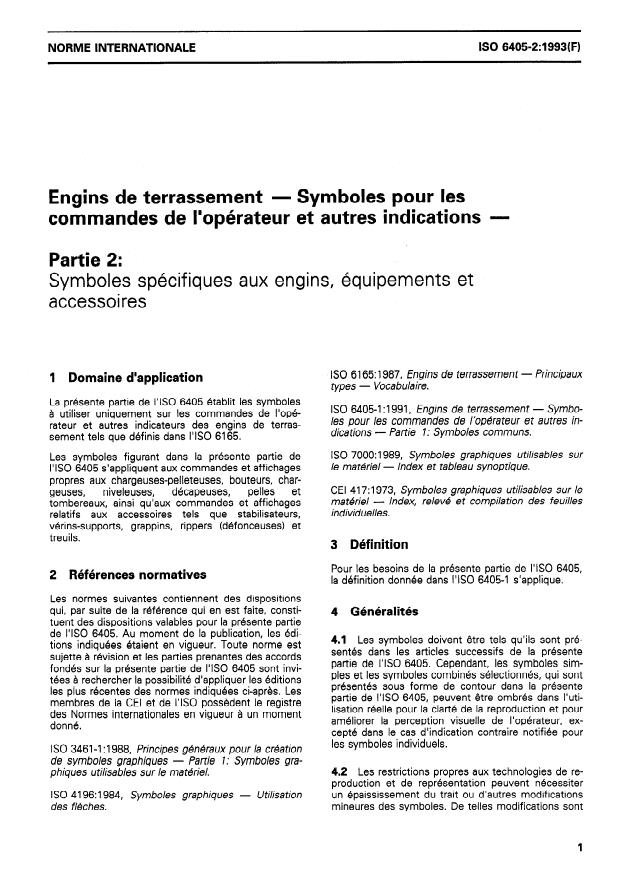ISO 6405-2:1993 - Engins de terrassement -- Symboles pour les commandes de l'opérateur et autres indications