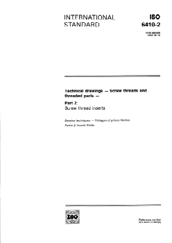 ISO 6410-2:1993 - Technical drawings — Screw threads and threaded parts — Part 2: Screw thread inserts
Released:6. 05. 1993 - Page 1 preview