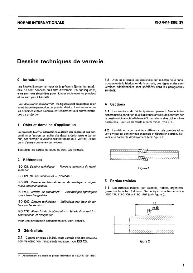 ISO 6414:1982 - Dessins techniques de verrerie