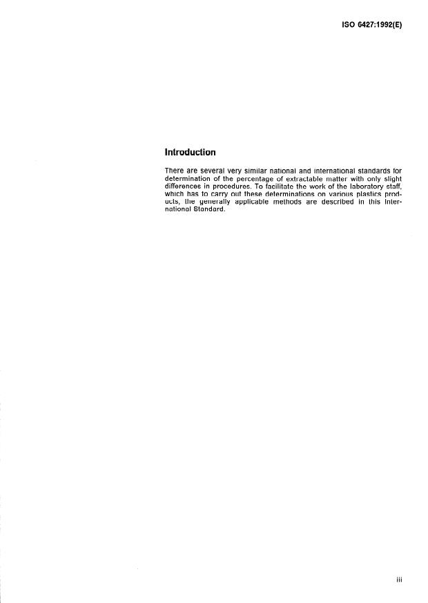 ISO 6427:1992 - Plastics -- Determination of matter extractable by organic solvents (conventional methods)