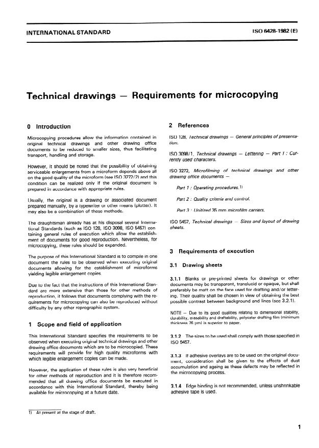 ISO 6428:1982 - Technical drawings -- Requirements for microcopying