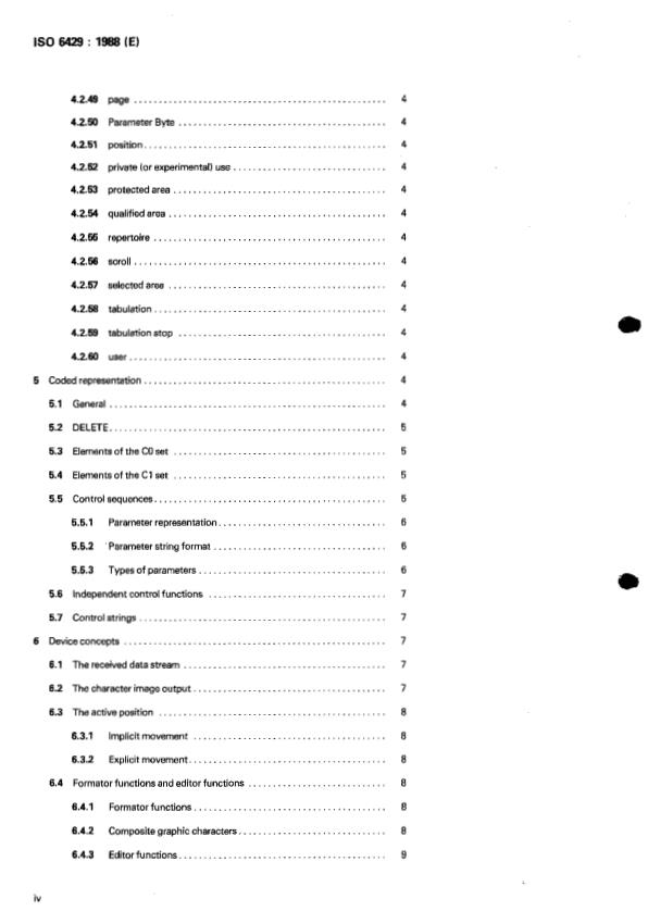 ISO 6429:1988 ISO 6429:1988 - Information processing -- Control functions for 7-bit and 8-bit coded character sets - Page 4 preview