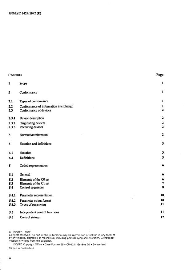 SIST ISO/IEC 6429:1995 ISO/IEC 6429:1992 - Information technology -- Control functions for coded character sets - Page 2 preview