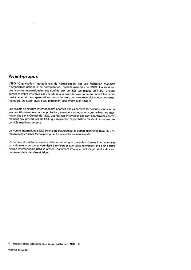 ISO 6440:1985 ISO 6440:1985 - Fauteuils roulants -- Nomenclature, termes et définitions - Page 2 preview