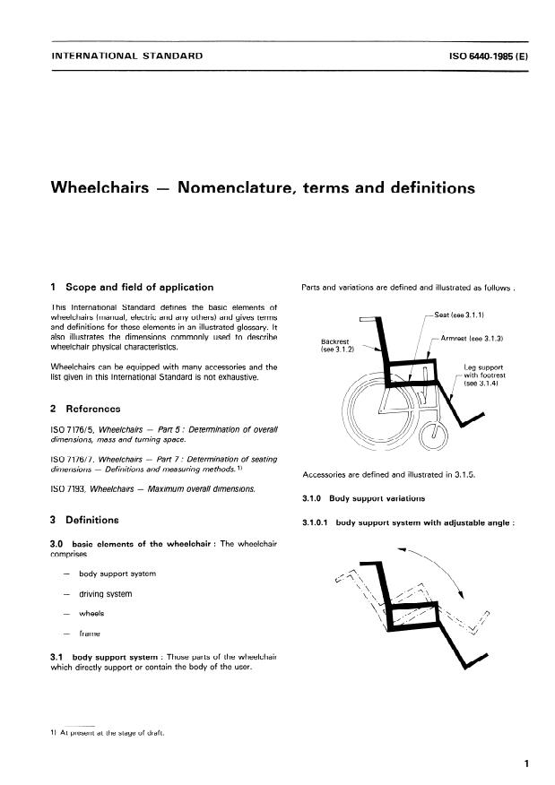 ISO 6440:1985 - Wheelchairs -- Nomenclature, terms and definitions