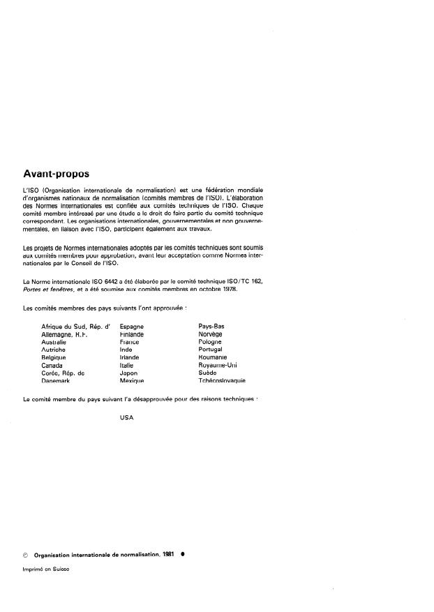 ISO 6442:1981 ISO 6442:1981 - Vantaux de portes -- Mesurage des défauts de planéité générale - Page 2 preview