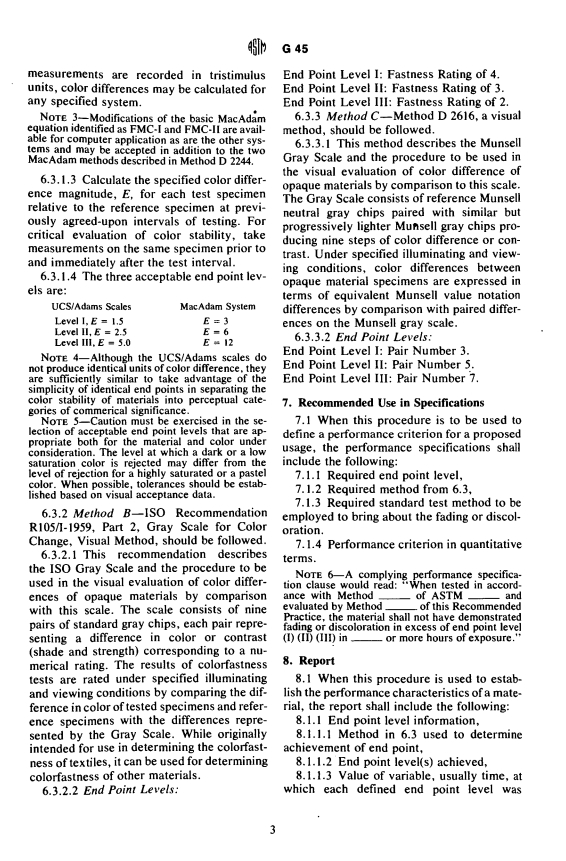 ASTM G45-75 - Recommended Practice for Specifying Limits for Fading and Discoloration of Nonmetallic Materials (Withdrawn 1981)