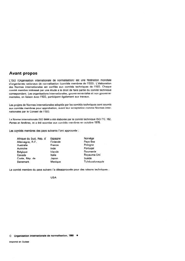 ISO 6444:1980 ISO 6444:1980 - Vantaux de portes -- Essai de comportement aux variations d'humidité (climats uniformes successifs) - Page 2 preview
