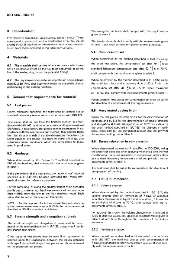 ISO 6447:1983 ISO 6447:1983 - Rubber seals -- Joint rings used for gas supply pipes and fittings -- Specification for material - Page 4 preview