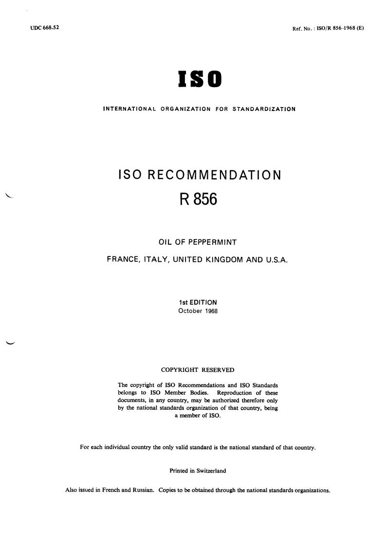 Ra 856 ISO/R 856:1968 - Title missing - Legacy paper document