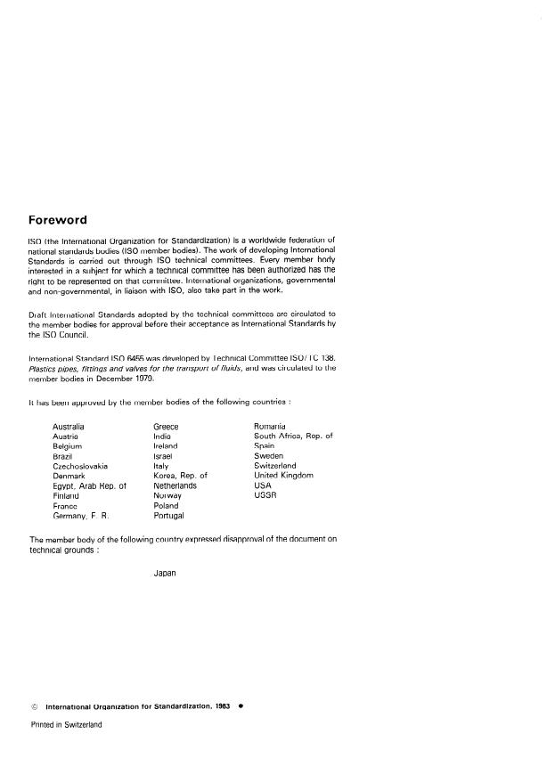 ISO 6455:1983 ISO 6455:1983 - Unplasticized polyvinyl chloride (PVC) fittings with elastic sealing ring type joints for pipes under pressure -- Dimensions of laying lengths -- Metric series - Page 2 preview