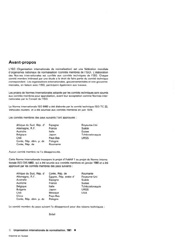 ISO 6460:1981 ISO 6460:1981 - Véhicules routiers -- Méthode de mesurage des émissions de gaz polluants par les motocycles équipés de moteurs a allumage commandé - Page 2 preview