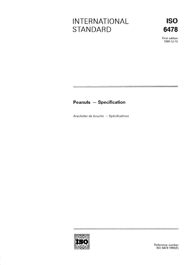 ISO 6478:1990 - Peanuts -- Specification