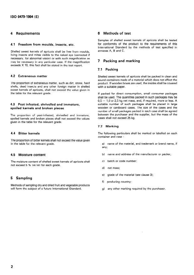 ISO 6479:1984 ISO 6479:1984 - Shelled sweet kernels of apricots -- Specification - Page 4 preview