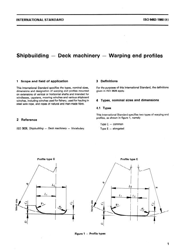 ISO 6482:1980 - Shipbuilding -- Deck machinery -- Warping end profiles