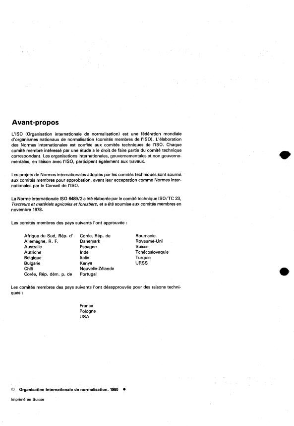 ISO 6489-2:1980 ISO 6489-2:1980 - Véhicules agricoles -- Liaisons mécaniques sur véhicules remorquants - Page 2 preview