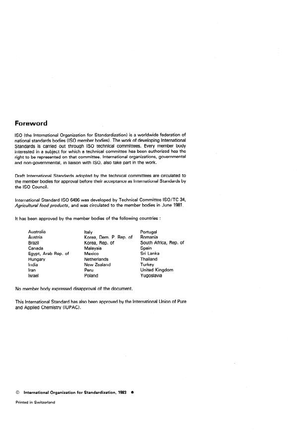 ISO 6496:1983 ISO 6496:1983 - Animal feeding stuffs -- Determination of moisture content - Page 2 preview