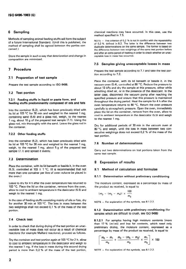 ISO 6496:1983 ISO 6496:1983 - Animal feeding stuffs -- Determination of moisture content - Page 4 preview