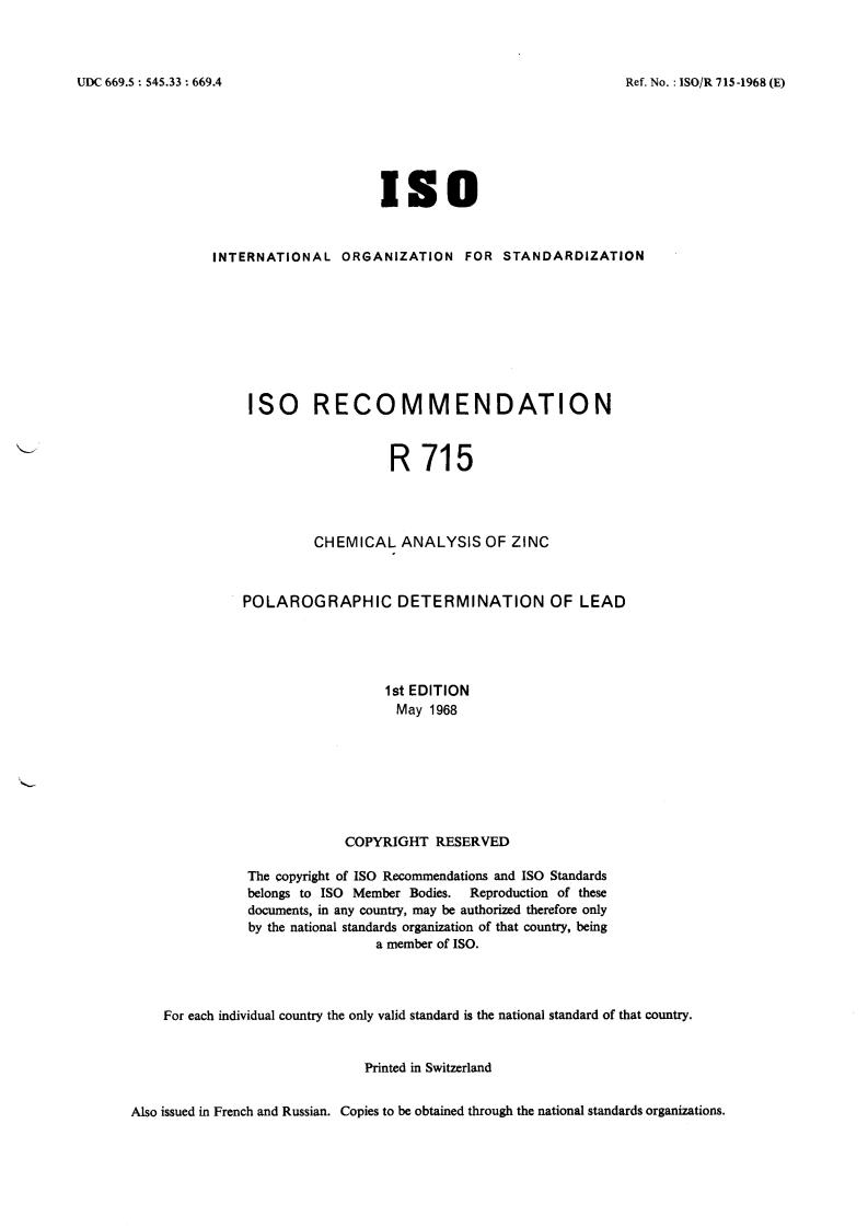 ISO/R 715:1968 - Title missing - Legacy paper document
Released:1/1/1968