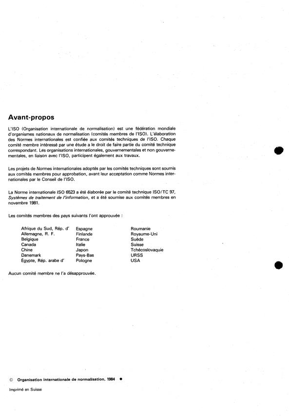 ISO 6523:1984 ISO 6523:1984 - Échange de données -- Structures pour l'identification des organisations - Page 2 preview