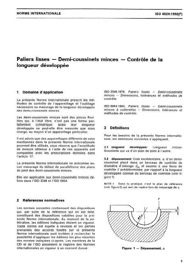 ISO 6524:1992 - Paliers lisses -- Demi-coussinets minces -- Contrôle de la longueur développée