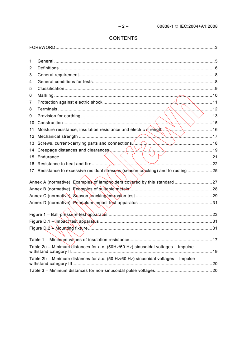 IEC 60838-1:2004 IEC 60838-1:2004+AMD1:2008 CSV - Miscellaneous lampholders - Part 1: General requirements and tests
Released:8/28/2008
Isbn:2831899621 - Page 4 preview