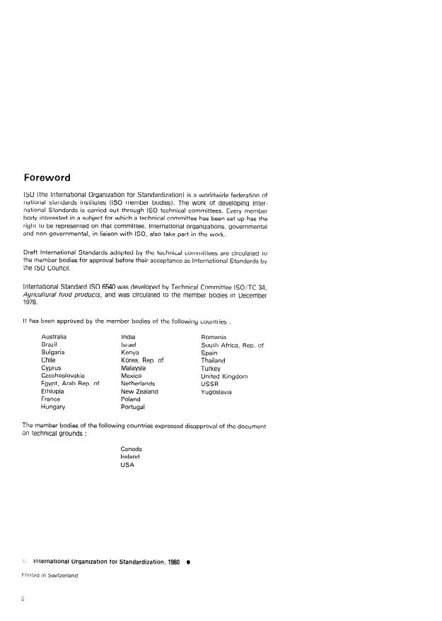 ISO 6540:1980 ISO 6540:1980 - Maize -- Determination of moisture content (on milled grains and on whole grains) - Page 2 preview
