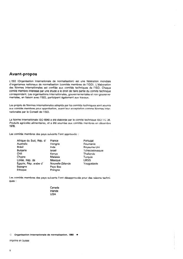 ISO 6540:1980 ISO 6540:1980 - Mais -- Détermination de la teneur en eau (sur grains broyés et sur grains entiers) - Page 2 preview
