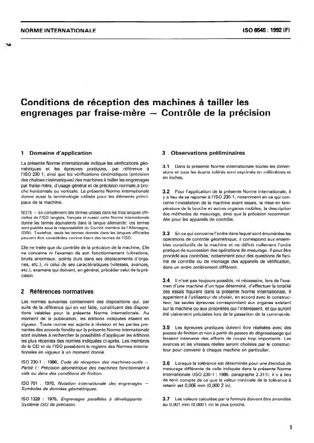 ISO 6545:1992 - Conditions de réception des machines a tailler les engrenages par fraise-mere -- Contrôle de la précision