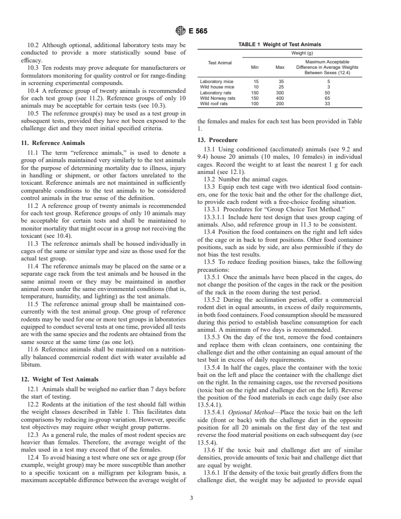 ASTM E565-95 - Test Method for Efficacy of a Single-Dose Acute Rodenticide Under Laboratory Conditions for Commensal Rodents (Withdrawn 2000)