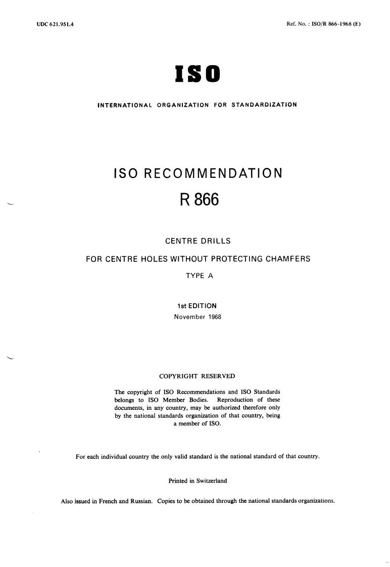 ISO/R 866:1968 - Title missing - Legacy paper document
Released:1/1/1968