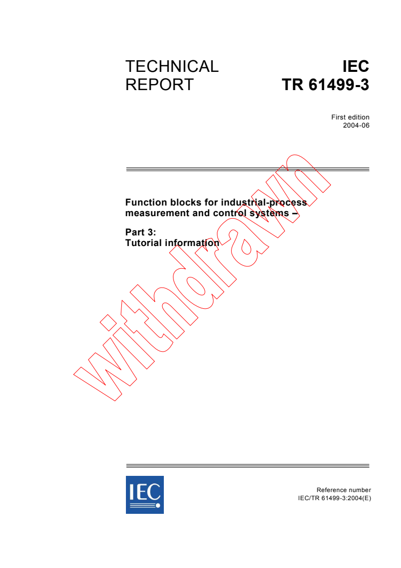 IEC TR 61499-3:2004 IEC TR 61499-3:2004 - Function blocks for industrial-process measurement and control systems - Part 3: Tutorial information
Released:6/16/2004
Isbn:2831874653