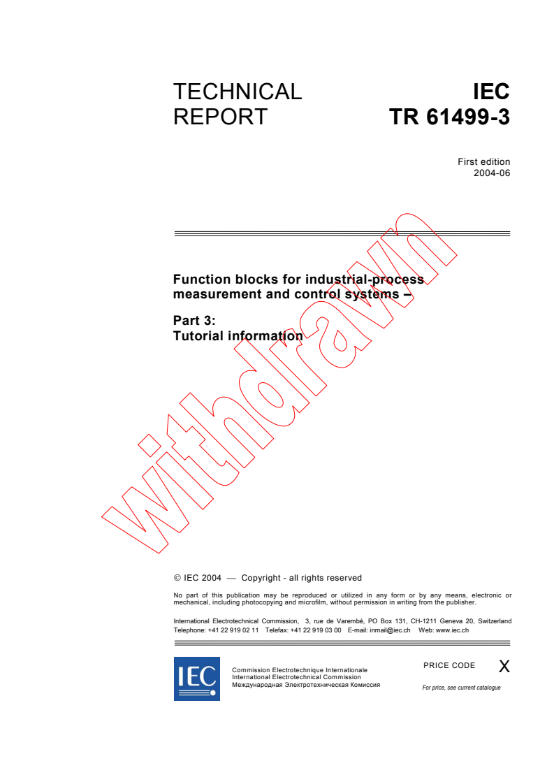 IEC TR 61499-3:2004 IEC TR 61499-3:2004 - Function blocks for industrial-process measurement and control systems - Part 3: Tutorial information
Released:6/16/2004
Isbn:2831874653