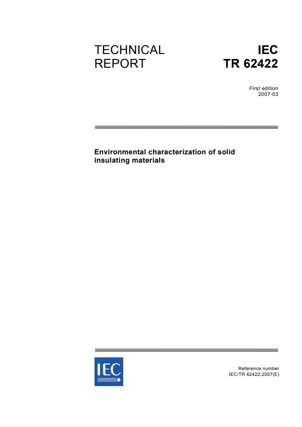 IEC TR 62422:2007 - Environmental characterization of solid insulating materials