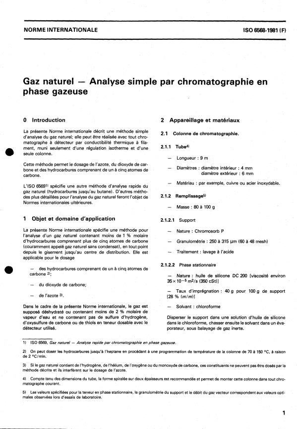 ISO 6568:1981 ISO 6568:1981 - Gaz naturel -- Analyse simple par chromatographie en phase gazeuse - Page 3 preview
