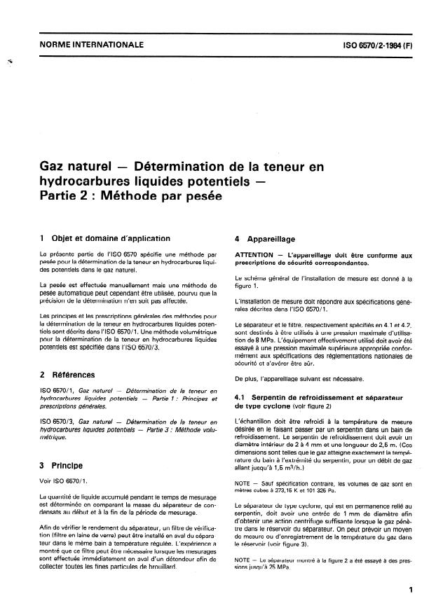 ISO 6570-2:1984 - Gaz naturel -- Détermination de la teneur en hydrocarbures liquides potentiels