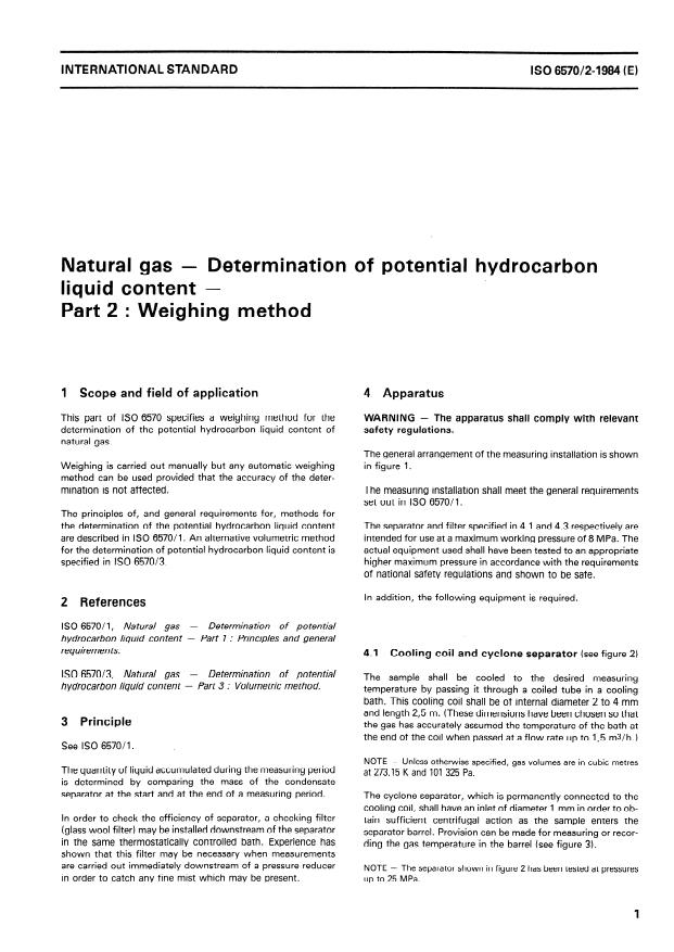 ISO 6570-2:1984 - Natural gas -- Determination of potential hydrocarbon liquid content