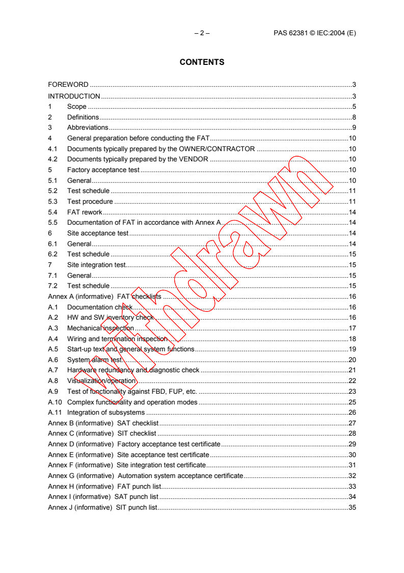IEC PAS 62381:2004 iecpas62381{ed1.0}en - IEC PAS 62381:2004 - Activities during the factory acceptance test (FAT), site acceptance test (SAT), and site integration test (SIT) for automation systems in the process industry
Released:1/28/2004
Isbn:2831873835 - Page 4 preview