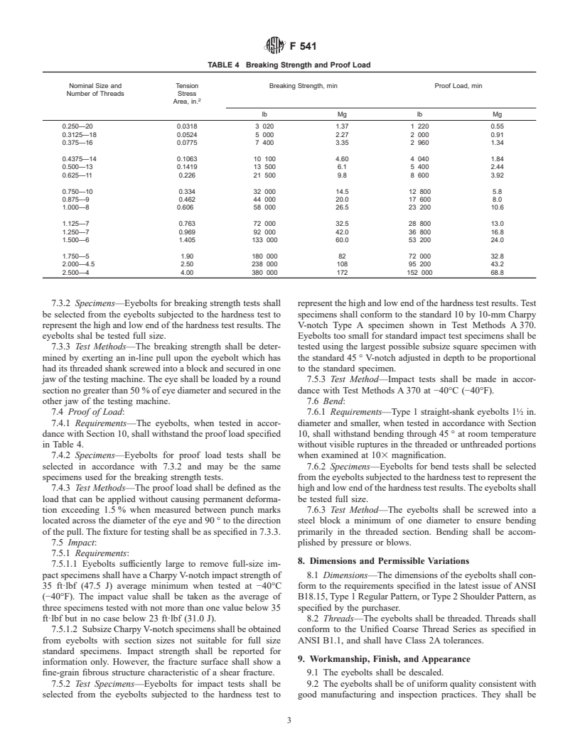 ASTM F541-00 - Standard Specification for Alloy Steel Eyebolts