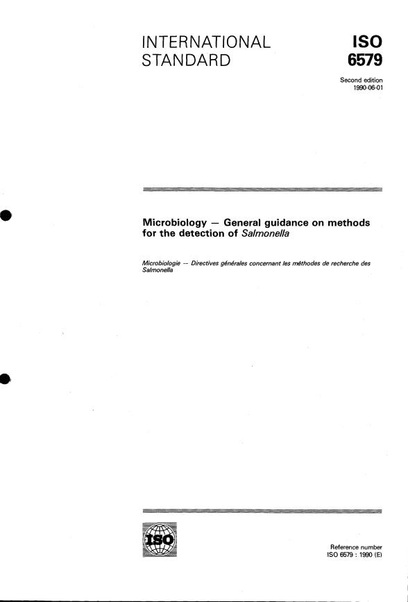 ISO 6579:1990 - Microbiology -- General guidance on methods for the detection of Salmonella