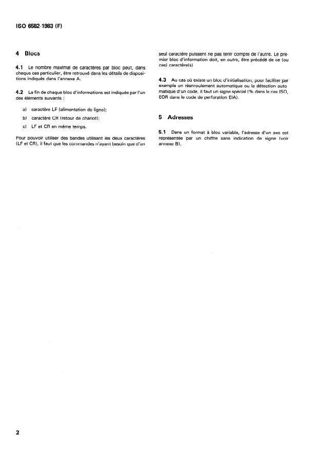 ISO 6582:1983 ISO 6582:1983 - Construction navale -- Commande numérique des machines -- Format ESSI - Page 4 preview