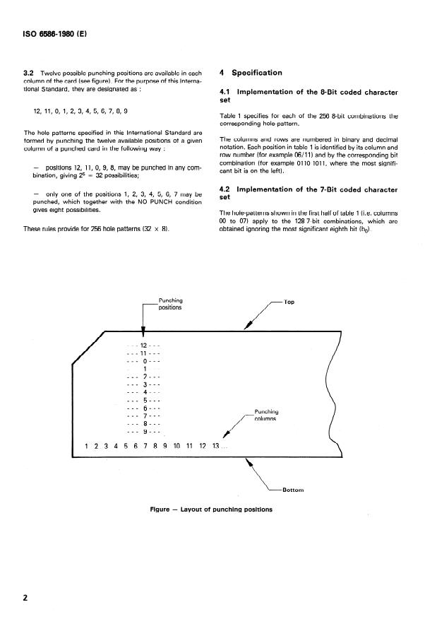 ISO 6586:1980 ISO 6586:1980 - Data processing -- Implementation of the ISO 7- bit and 8- bit coded character sets on punched cards - Page 4 preview