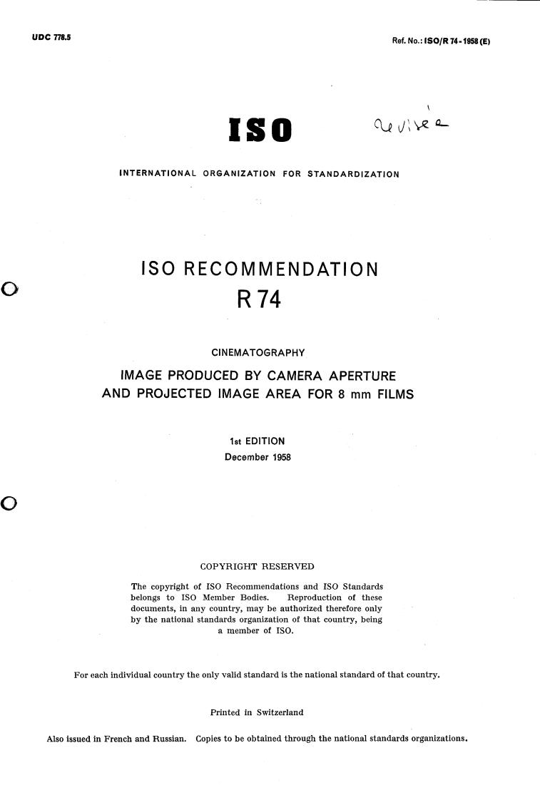 ISO/R 74:1958 - Title missing - Legacy paper document
Released:1/1/1958